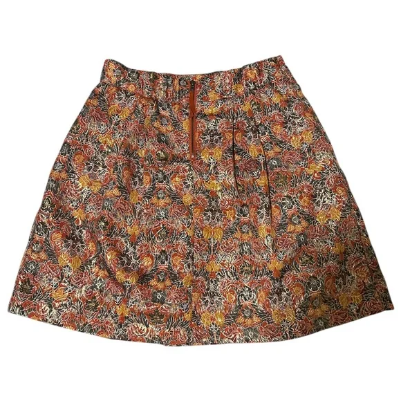 Anthropologie Maeve Floral Metallic Brocade Rosia Mini Skirt - Picture 2 of 9